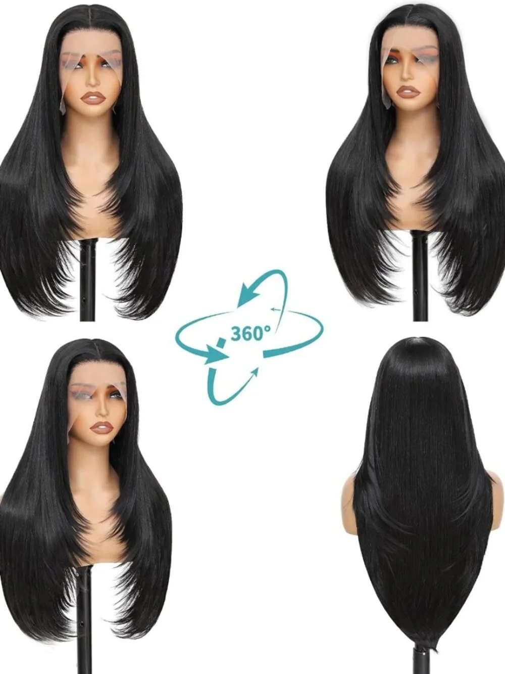 26-Inch Synthetic Lace Front Wig - HD Lace, Pre-Plucked Hairline, Long Straight